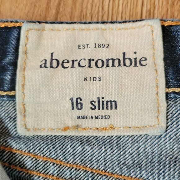 🔹️Abercrombie & Fitch Blue Dark Wash Skinny Leg Jeans Size Youth 16 - Picture 7 of 9